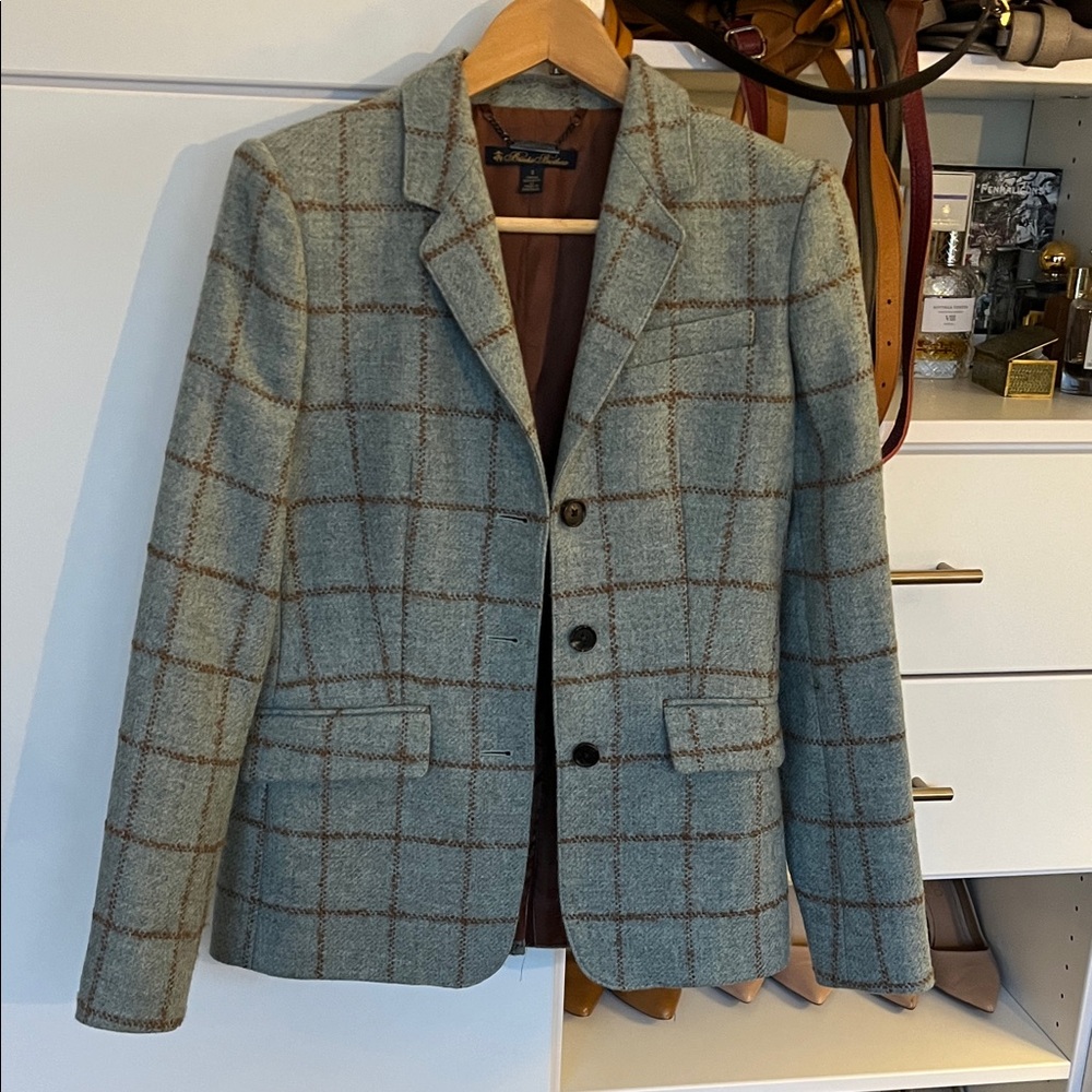 Brooks Brothers Gray and Brown Plaid Blazer